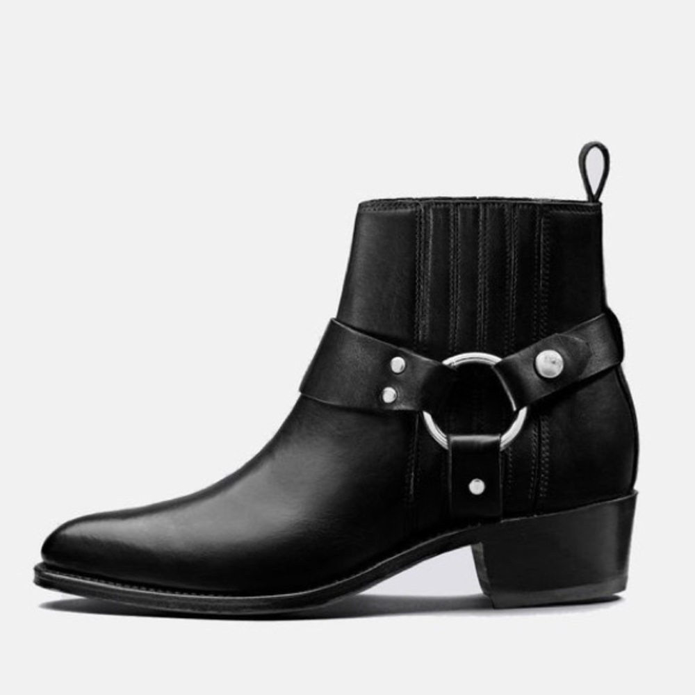 Black Leather Ankle Boots - Picture 2 of 13